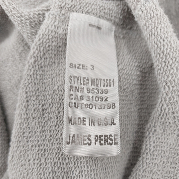 Standard James Perse Sweatshirt Cowl Neck 3 Large Gray Sleeve - Picture 8 of 9